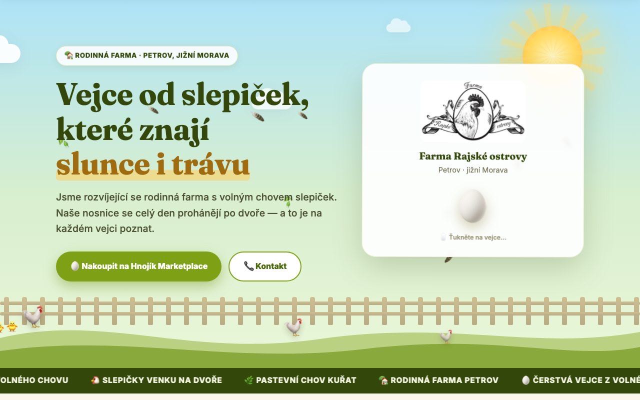 Náhľad webu Farma Rajské ostrovy
