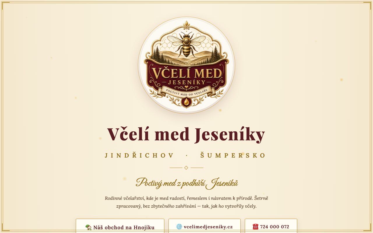 Náhľad webu Včelí med Jeseníky