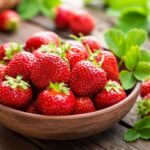 fresh juicy strawberries with leaves strawberry