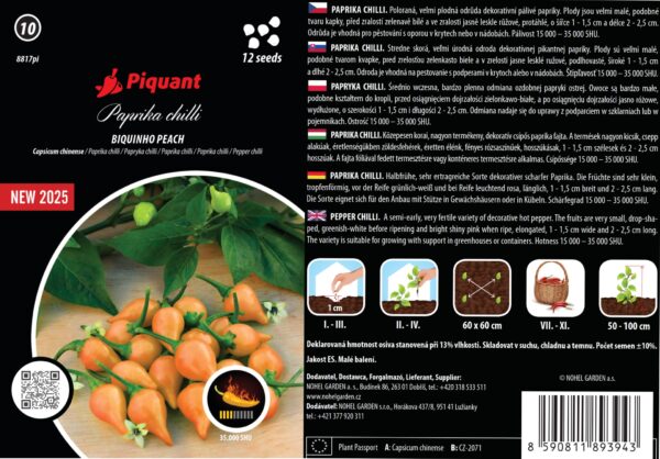 Paprika chilli odroda Biquinho Peach s jemným a chutným vzhľadom