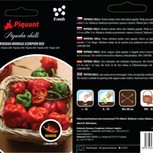Červené papričky Trinidad Moruga Scorpion na rastline