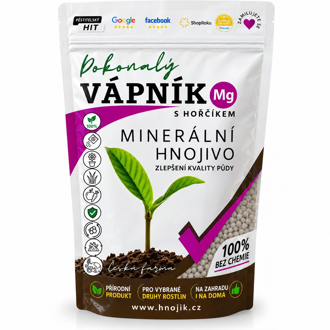 Pokonalý Vápnik s horčíkom Mg 2,5 kg – minerálne hnojivo, vrecko s okienkom