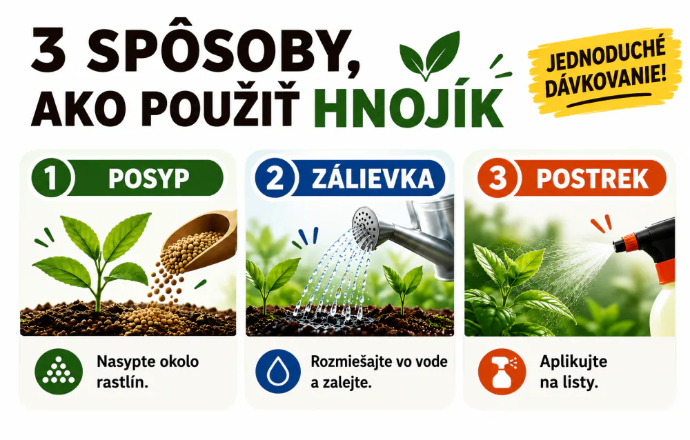 Tri spôsoby, ako použiť Hnojík – posyp, zálievka, postrek